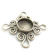 Antique Silver Plated Brass Pendant Settings Blanks  Mountings , (12mm  blank) G5962