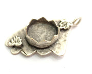 Antique Silver Plated Brass Pendant Settings Blanks  Mountings , (12mm  blank) G5966