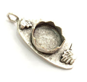 Antique Silver Plated Brass Pendant Settings Blanks  Mountings , (12mm  blank) G5966