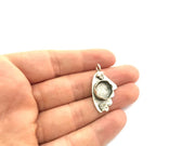 Antique Silver Plated Brass Pendant Settings Blanks  Mountings , (12mm  blank) G5966