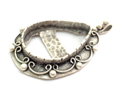 Antique Silver Plated Brass Pendant Settings Blanks  Mountings , (30x22mm drop blank) G9546