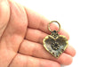 2 Heart Charms Antique Bronze Pendant 52x35 mm  G5973