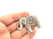 Elephant Pendants (57x45mm) Antique Silver Plated Metal  G5976