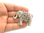 Elephant Pendants (57x45mm) Antique Silver Plated Metal  G5976