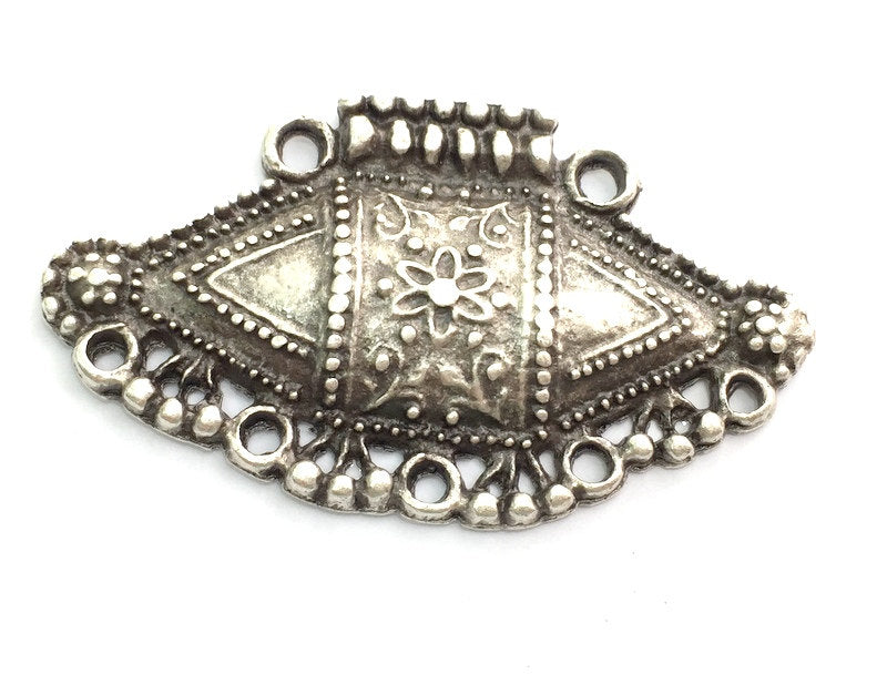 Antique Silver Plated Pendants (50x32mm) Antique Silver Plated Metal  G9566