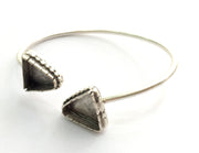 Adjustable Bracelet Blank Findings (15mm Triangle  Blank) , Antique Silver Plated Brass G5980