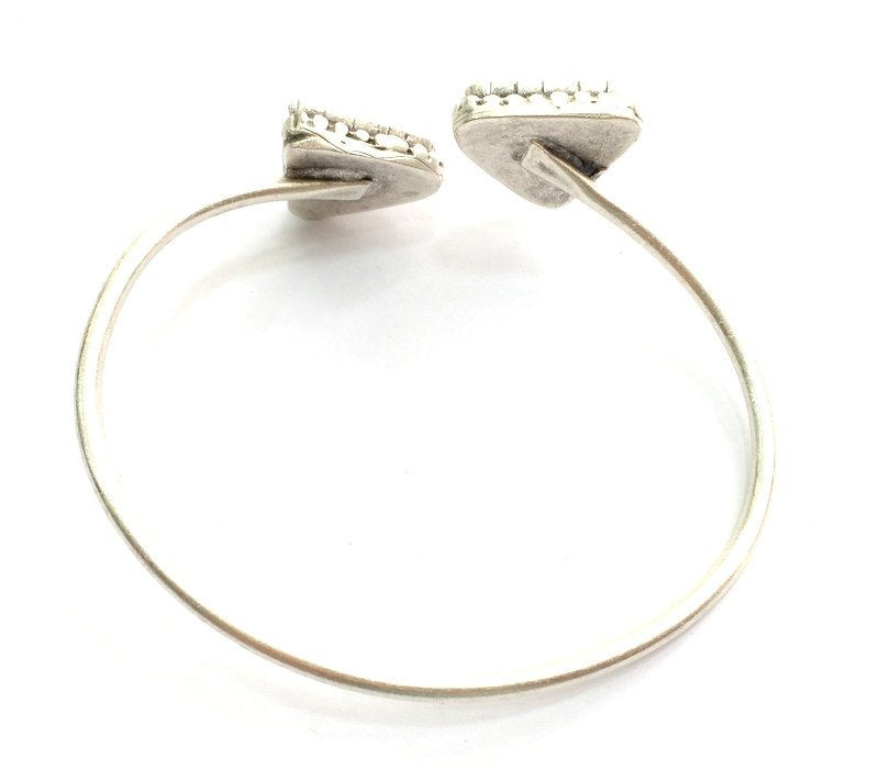 Adjustable Bracelet Blank Findings (15mm Triangle  Blank) , Antique Silver Plated Brass G5980