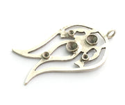 Antique Silver Plated Brass Pendant Settings Blanks  Mountings , (5mm and 2mm  blank) G5982