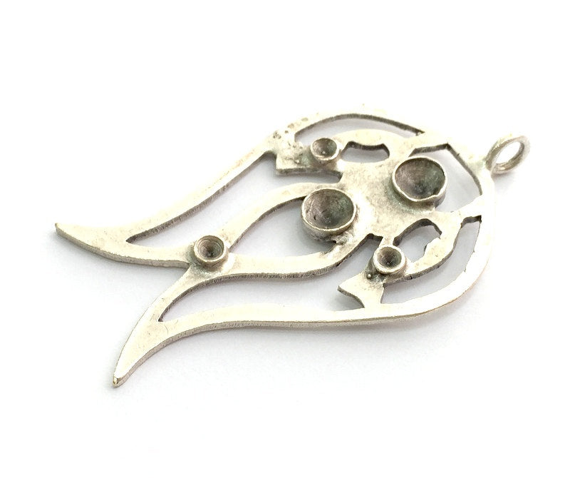 Antique Silver Plated Brass Pendant Settings Blanks  Mountings , (5mm and 2mm  blank) G5982