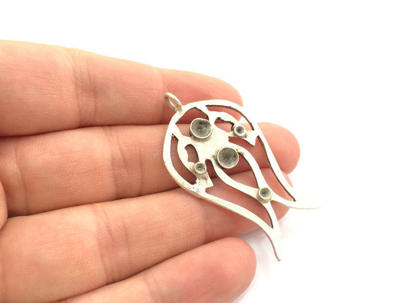 Antique Silver Plated Brass Pendant Settings Blanks  Mountings , (5mm and 2mm  blank) G5982