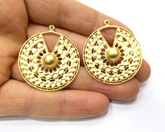 2 Gold Charms Gold Plated Charms (36mm) G17615