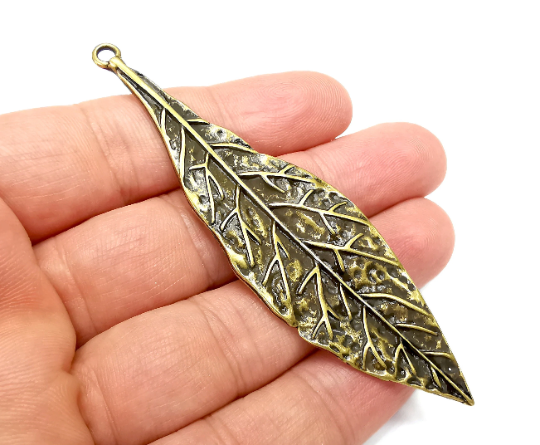 Leaf Pendant Antique Bronze Plated Pendants (90x26mm) G28337