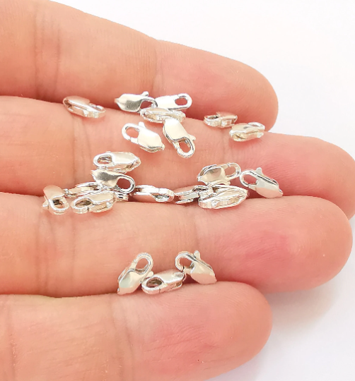 4 Sterling Silver Lobster Clasps 4 Pcs 925 Silver Findings (8x4mm) G30046
