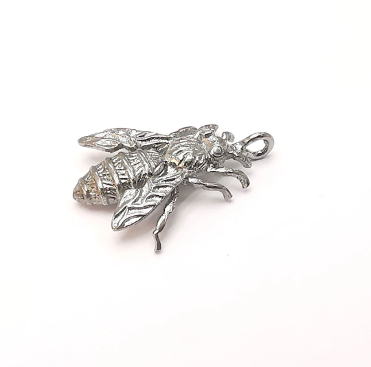 Sterling Silver Bee Charms 925 Antique Silver Charms (26x18mm) G30059