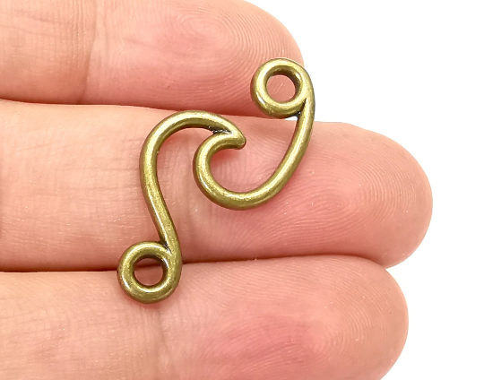 Wave Charms Connector Antique Bronze Plated (32x15mm) G28332
