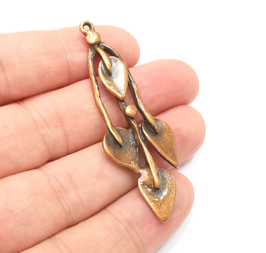 Ivy Charms, Antique Copper Plated Dangle Leaf Charms (60x22mm) G28322