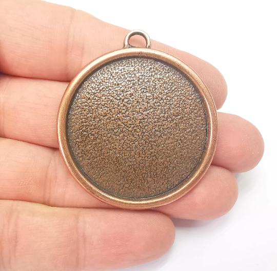 Round Pendant Bezels, Resin Blank, inlay Mountings, Mosaic Frame, Cabochon Bases, Dry Flower Settings, Antique Copper Plated (40mm) G28275