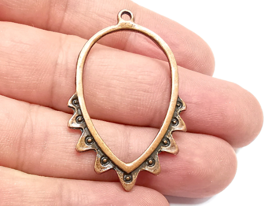 Ethnic Drop Charms, Antique Copper Plated Charms (45x30mm) G28908