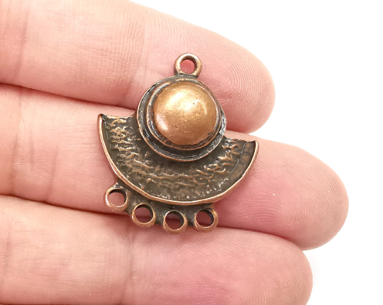 Ethnic Charms Connector, Antique Copper Plated Charm (30x26mm) G28914