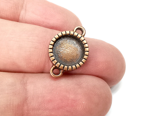 Round Pendant Connector Bezels, Resin Blank, inlay Mountings, Mosaic Frame, Cabochon Bases, Settings, Antique Copper Plated (10mm) G28969