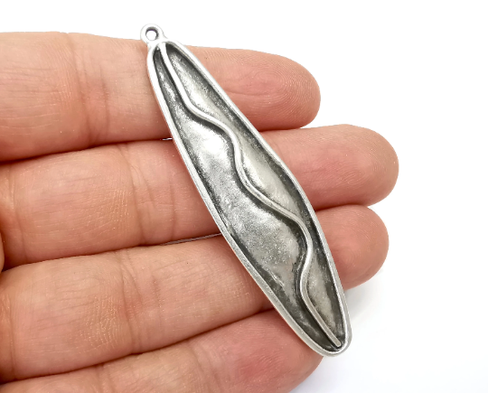Ethnic Dangle Charms, Antique Silver Plated (69x18mm) G28097