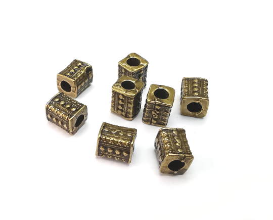 5 Ethnic Cube Beads Antique Bronze Plated (8mm) G29358