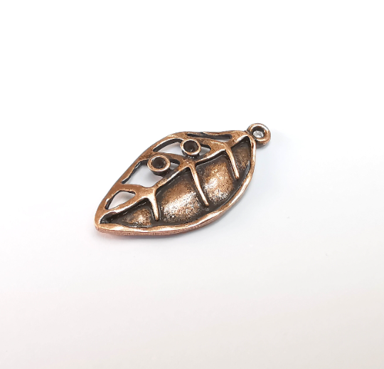 Leaf Charms Blank Mountings Cabochon Setting Antique Copper Plated Pendant (34x17mm)(2mm Blank) G29807
