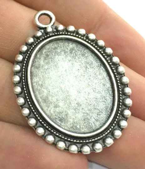 Antique Silver Plated Blank , Mountings  (30x22mm Blank)  G5194