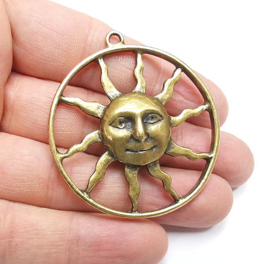 Sun Charms Pendant Antique Bronze Plated Charms (53x48mm) G29500