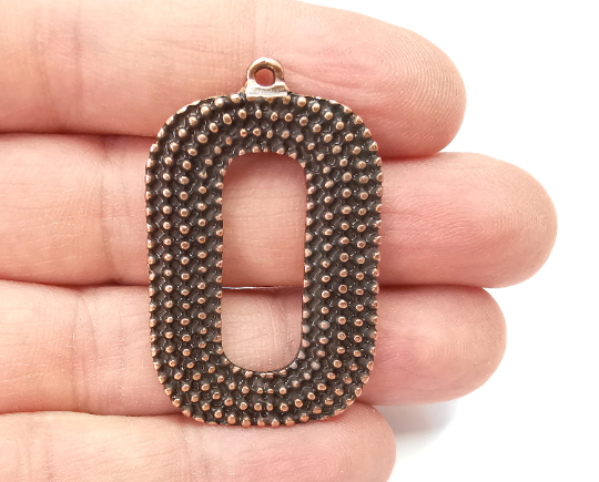 Dotted Oval Balls Charms Antique Copper Plated Charm (43x27mm) G28056
