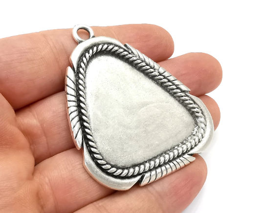 Ethnic Frame Pendant Blank Antique silver plated (40x40mm Blank Size) G28251