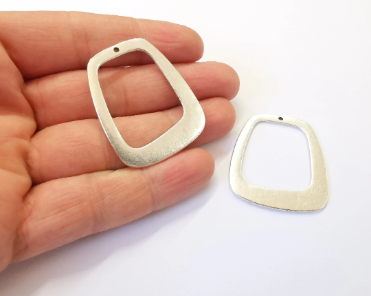 2 Silver Charms Antique Silver Plated Charms (43x37mm) G25023