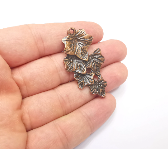2 Leaf Leaves Charms Antique Copper Plated Charms (50x28mm) G28276