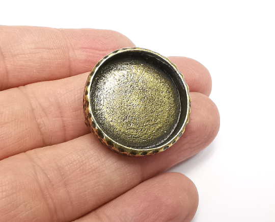 Hammered Brooch Holders Pin Brooch Blanks Brooch Bezel Antique Bronze Plated Brooch Pin Findings (25mm Bezel size) G29811