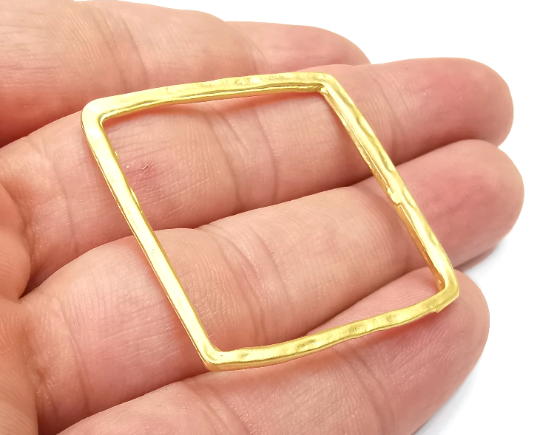 Hammered Square Charms Findings Gold plated (38mm) G28716