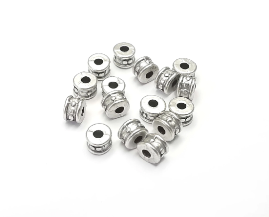 Cylinder Round Beads Antique Silver Plated (6mm) G28285