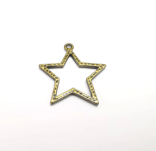 Hammered Star Charms Antique Bronze Plated Charm (35x32mm) G29591