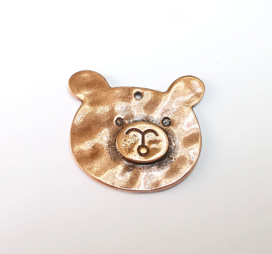 Bear Charms Pendants, Antique Copper Plated Charms (46x41mm) G29806