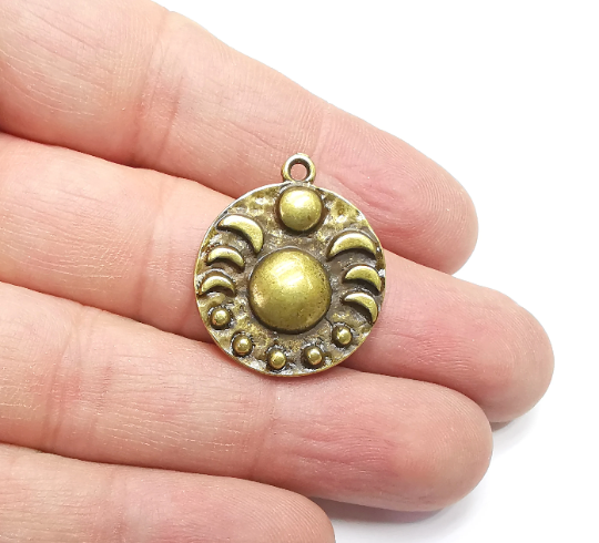 Crescent Moon Charms, Phase of the moon, Antique Bronze Plated Charms (29x25mm) G29377