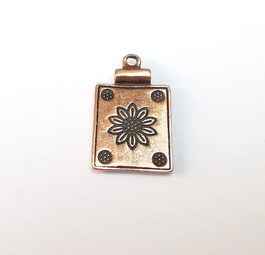 Flowers Charms, Sun flower Charms, Daisy Charms, Antique Copper Plated Plants Charms (28x17mm) G29802