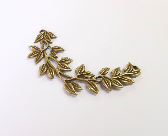 Leaves branch pendant connector Antique bronze plated pendant (83mm) G24438