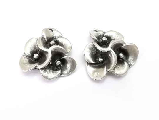 Flower Charms Pendant Antique Silver Plated Charms (29x29mm) G28020