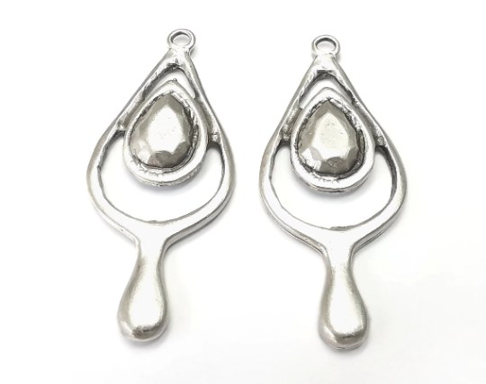 Drop Pear Charms Pendant Antique Silver Plated Charms (51x21mm) G28055