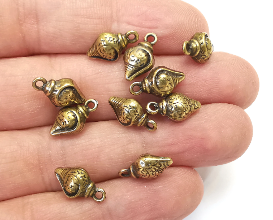 Oyster Sea Shell Charms Beads Antique Bronze Plated Charms (15x8mm) G28026