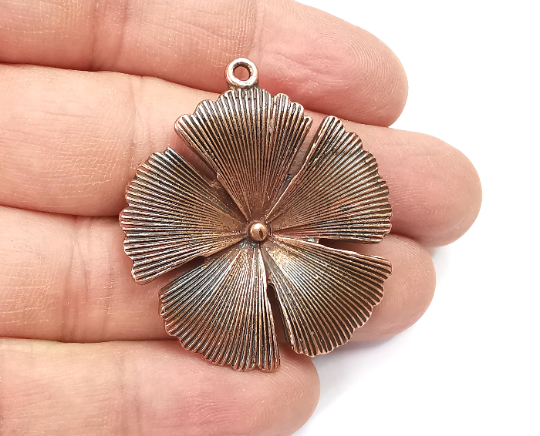 Flower Charms Pendant Antique Copper Plated (42x38mm) G29563