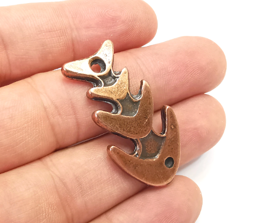 Fish Charms Antique Copper Plated Nautical Charms, Earring Dangle Components (40x20mm) G28418