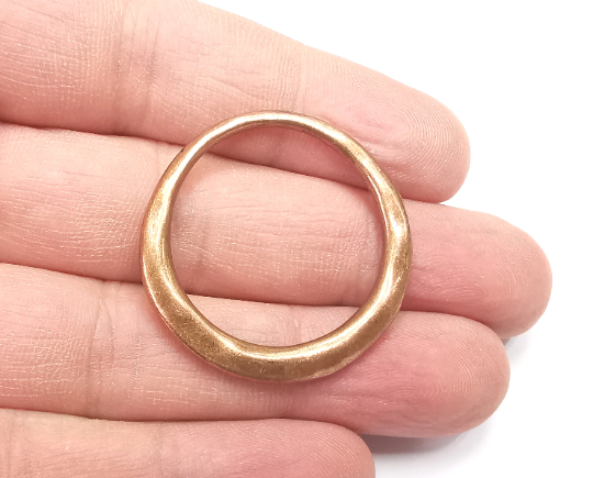 Antique Copper Round Connector Antique Copper Plated Organic Shape Hoop (35mm) G29364