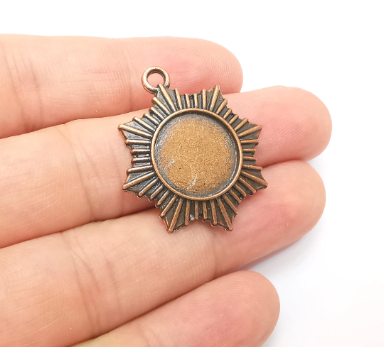 Sheriff Badge Charms Bezel Pendant Blank Copper Pendant Base Antique Copper Plated (16mm Blank) G28323
