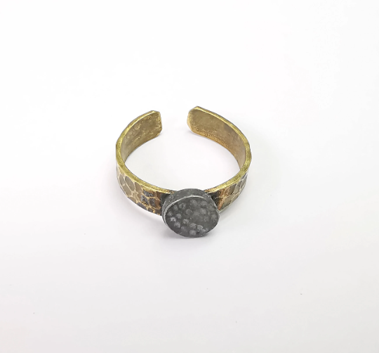 Raw Brass Ring Blank Settings, Cabochon Base, Mountings Adjustable (8mm blank ) G29565