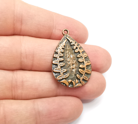 Fern Charms Antique Copper Plated Drop Charms (34x23mm) G29300